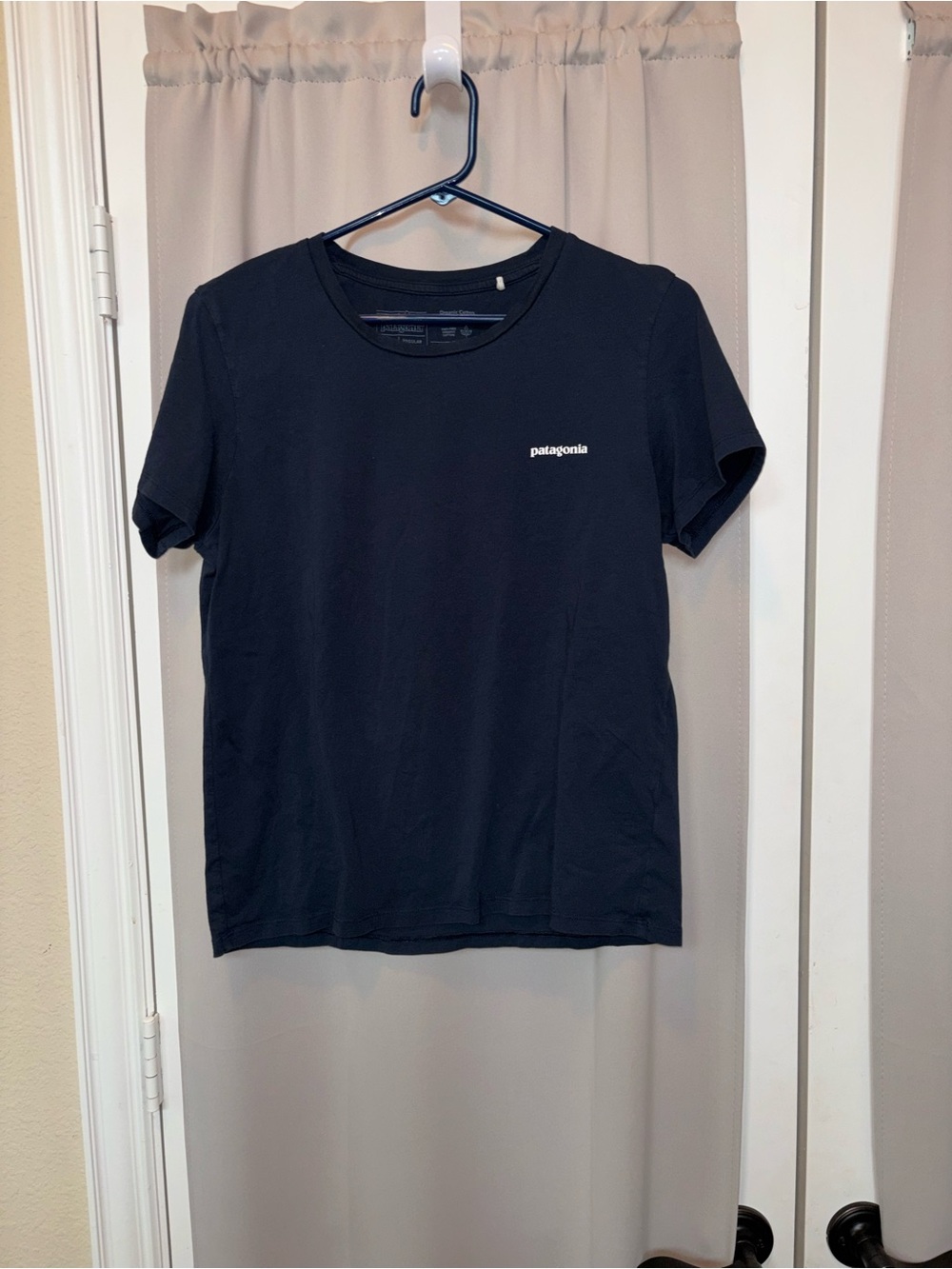 Patagonia Navy Blue Short-Sleeve Logo Tee organic cotton